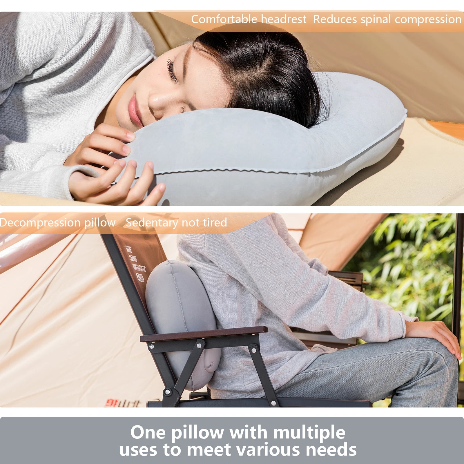 BISINNA Camping Inflatable Pillow Portable Ultralight Travel Hiking Air Sleeping Pillow for Neck and Lumbar Support - TrendBug