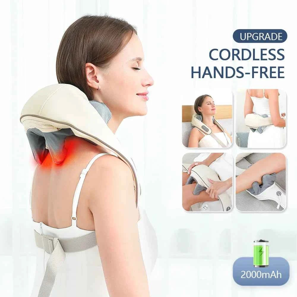 Wireless Neck And Back Massager Neck And Shoulder Kneading Massage Shawl Neck Cervical Relaxing Trapezius Massager