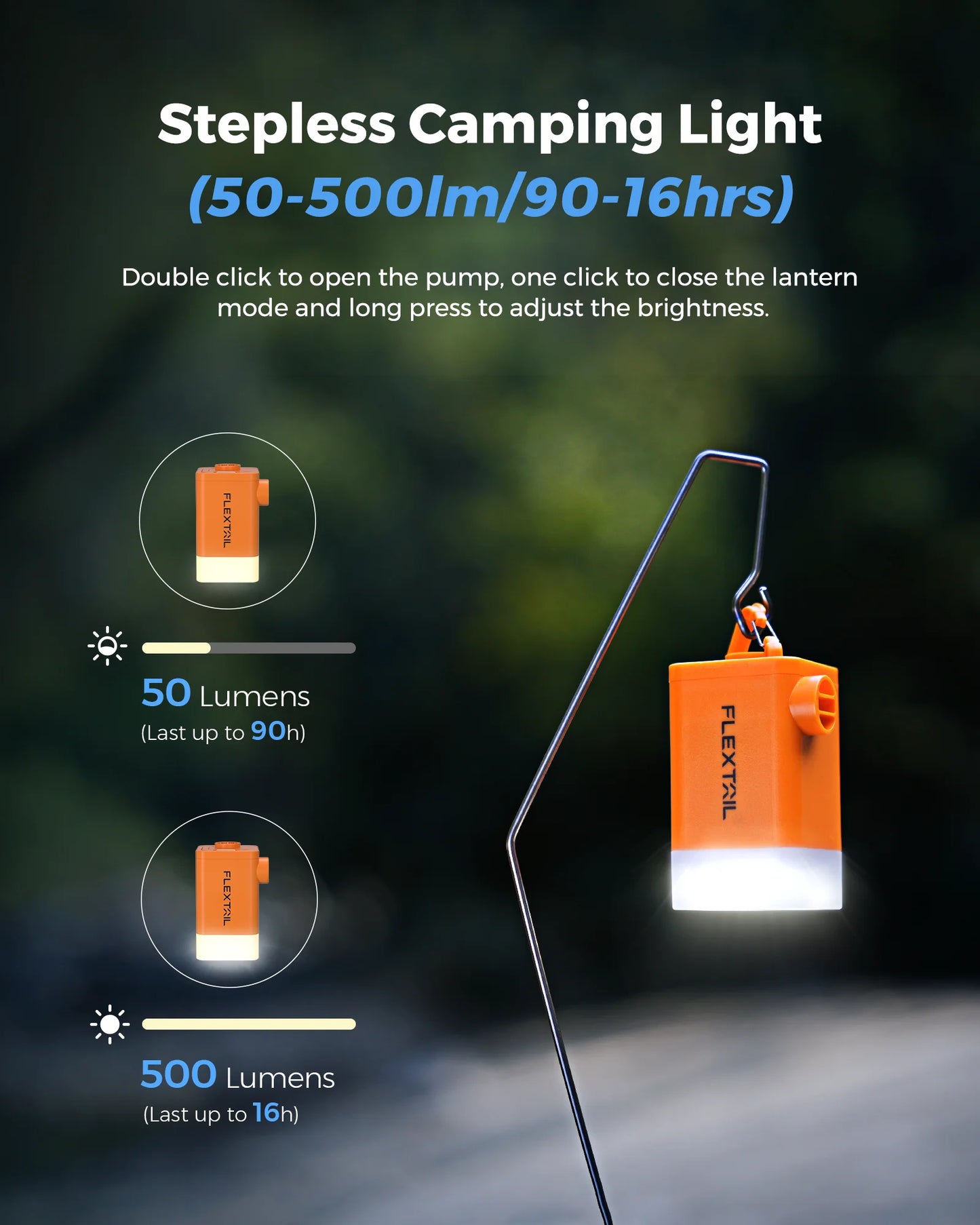 FLEXTAIL MAX PUMP 2 PLUS - Electric Air Pump with Camping Light and Emergency Power Supply, 4800mAh Battery, Dual Pressure Level - TrendBug