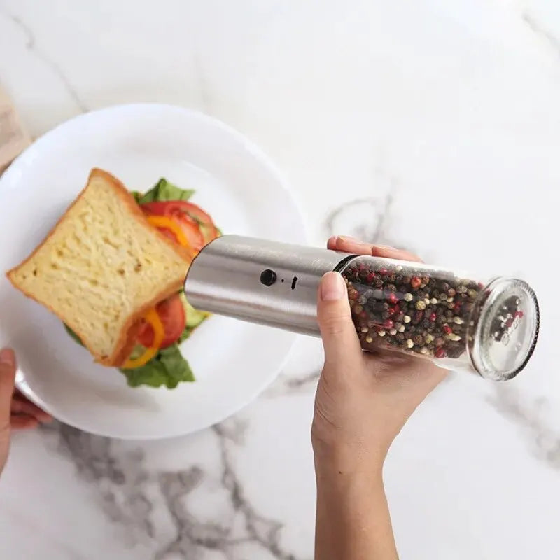 Electric Salt and Pepper Grinder Set USB Rechargeable Eletric Pepper Mill Shakers Automatic Spice Steel Machine Kitchen Tool - TrendBug
