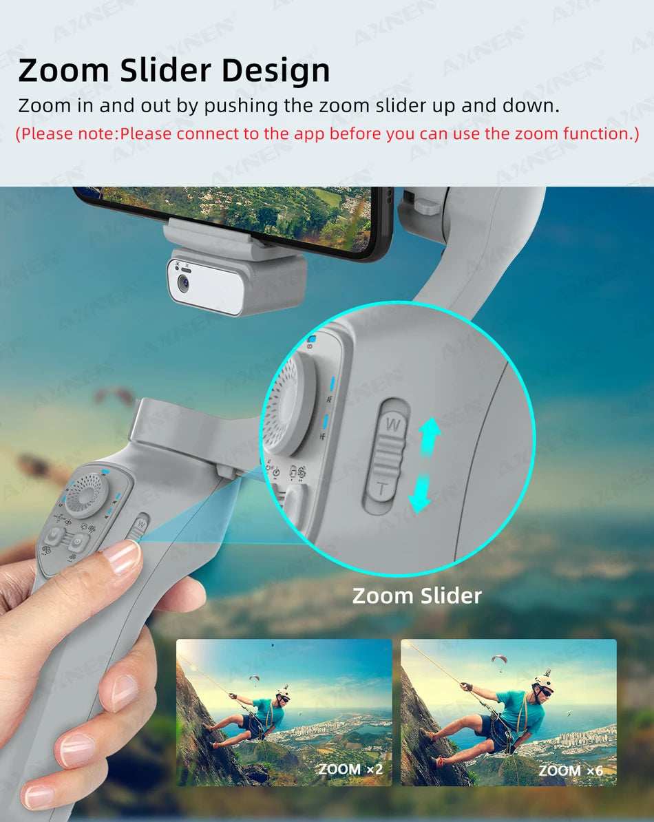 AXNEN HQ5 Handheld Stabilizer 3-Axis Foldable Mobile Shooting Gimbal Selfie Stick Gimble, Optional AI Face Following Module - TrendBug