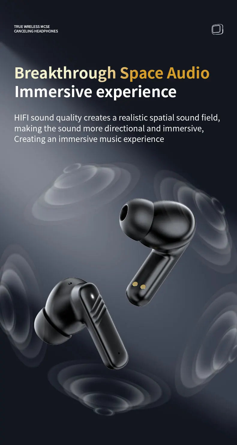 Wireless Earbuds ANC Noise Cancellation with Touch Screen In-Ear Design, Long Battery Life, ENC Mic, Compatible with iOS and Android - TrendBug