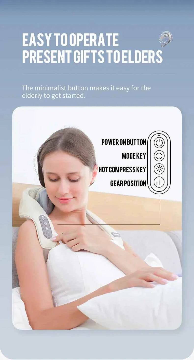 Wireless Neck And Back Massager Neck And Shoulder Kneading Massage Shawl Neck Cervical Relaxing Trapezius Massager