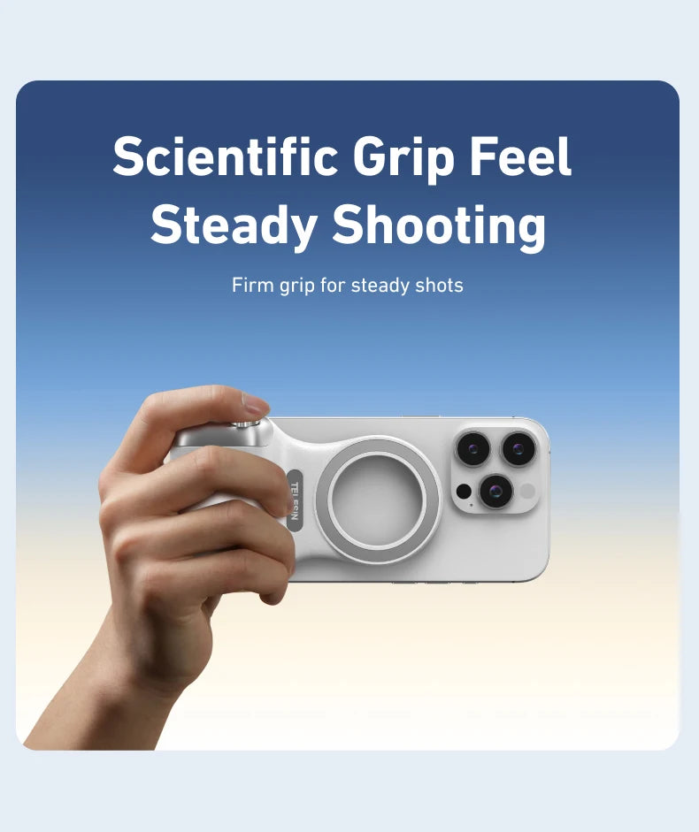 Fun Shot Magnetic Grip, Ergonomic Style Phone Camera Grip with Detachable Remote, Expandable Functionality for iPhone/Android - TrendBug