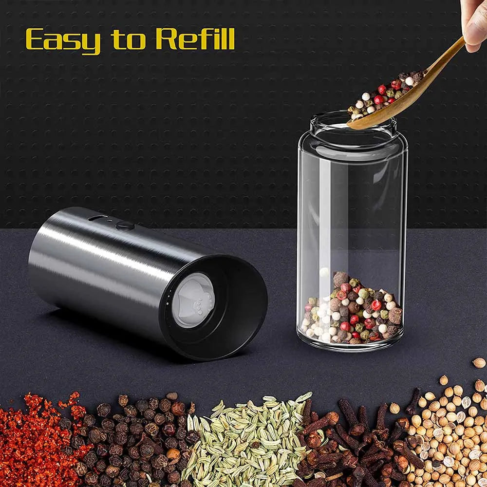 Electric Salt and Pepper Grinder Set USB Rechargeable Eletric Pepper Mill Shakers Automatic Spice Steel Machine Kitchen Tool - TrendBug
