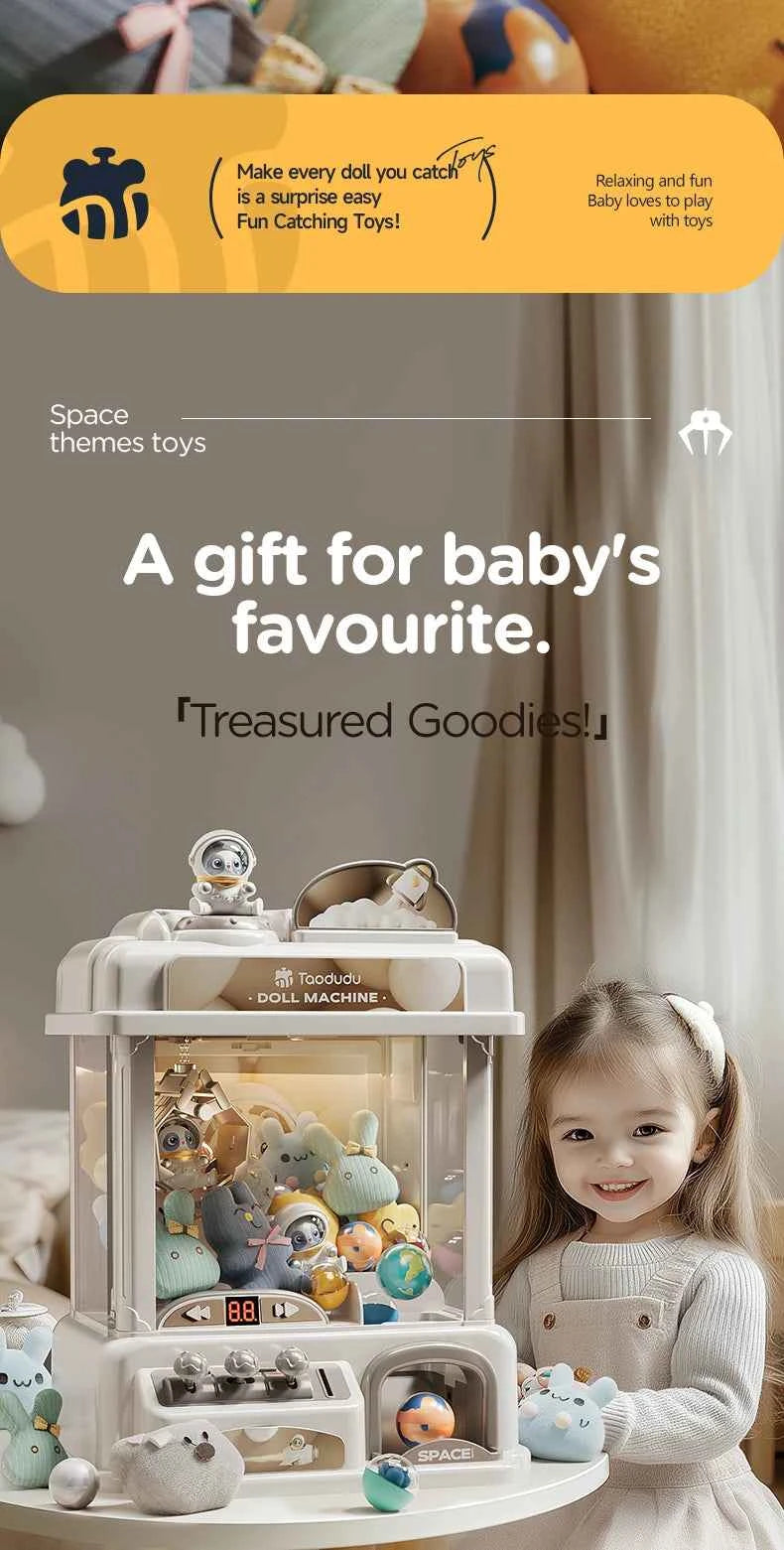 Doll catching machine Children's toy  Girls boy gifts Mini coin game Space themed  Internet hot selling toys