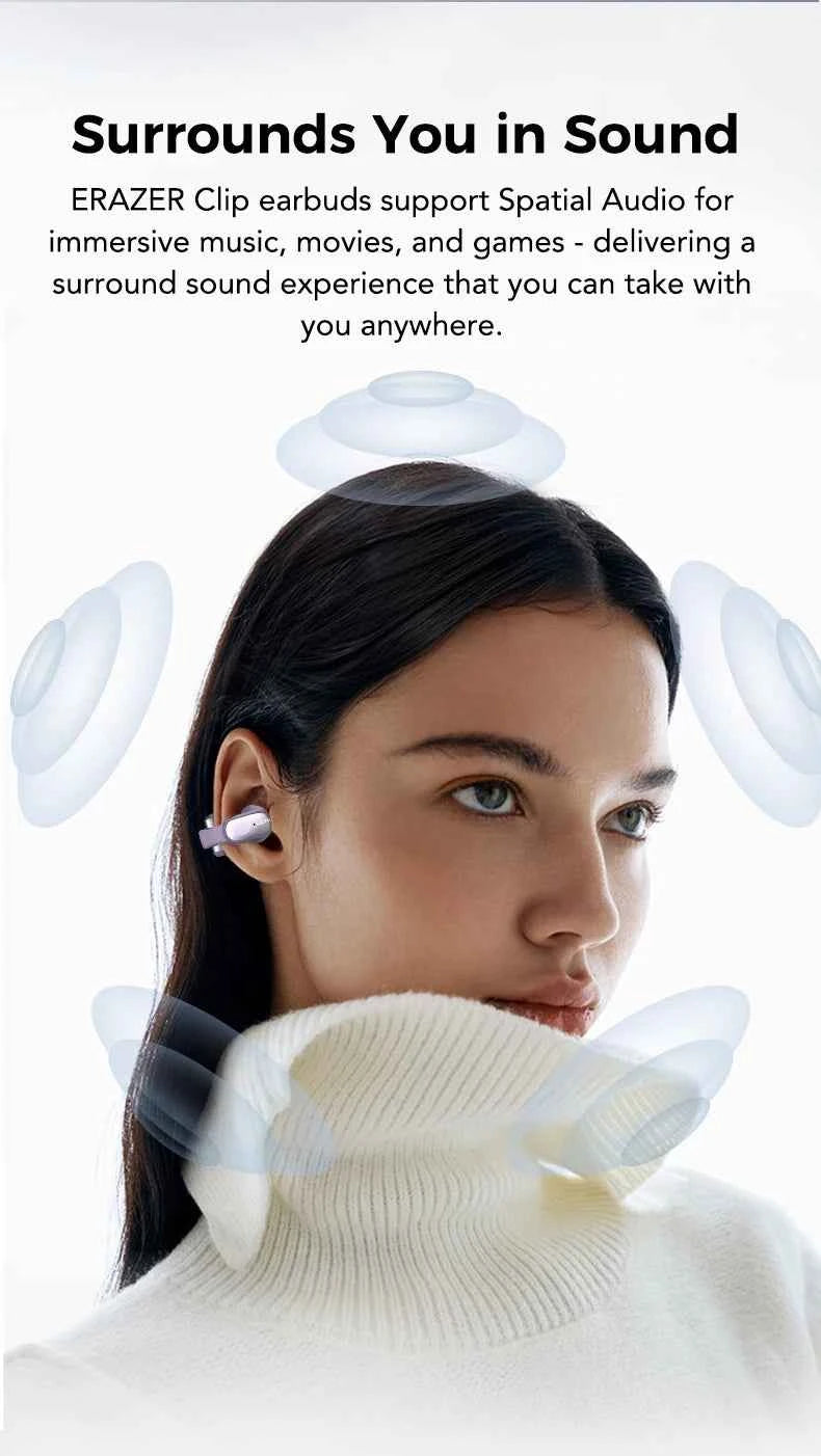Translator ERAZER XF28 Bluetooth V6.0 Open-ear True Wireless EarbudsTranslation Earphones Office Travel,ASMR Headset APP