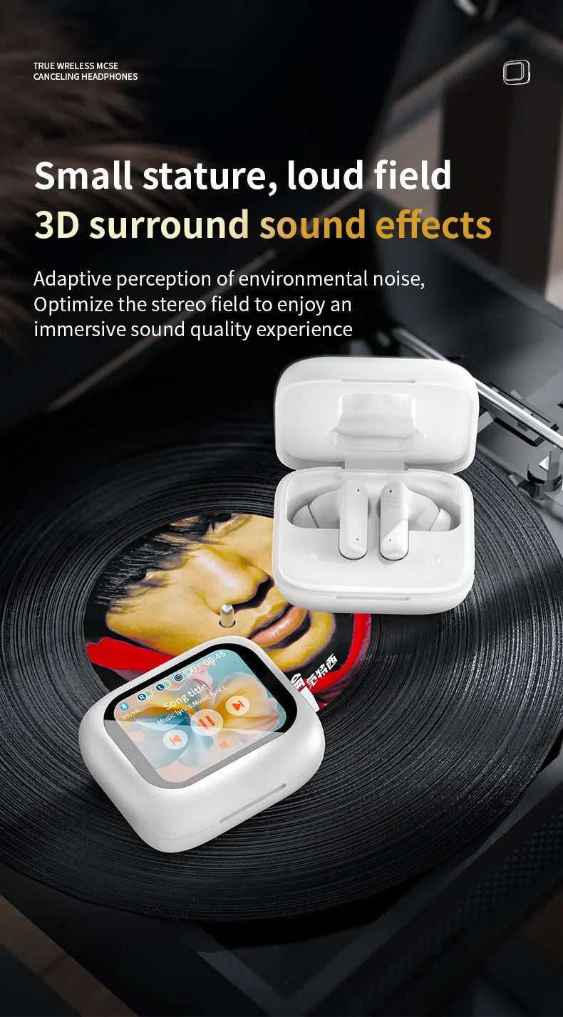 Wireless Earbuds ANC Noise Cancellation with Touch Screen In-Ear Design, Long Battery Life, ENC Mic, Compatible with iOS and Android - TrendBug