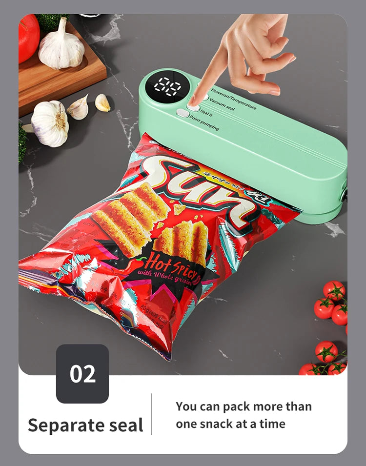 Mini Vacuum Sealer - USB Rechargeable Portable Wireless for Dry/Moist Food Preservation with Bags & Pump - TrendBug