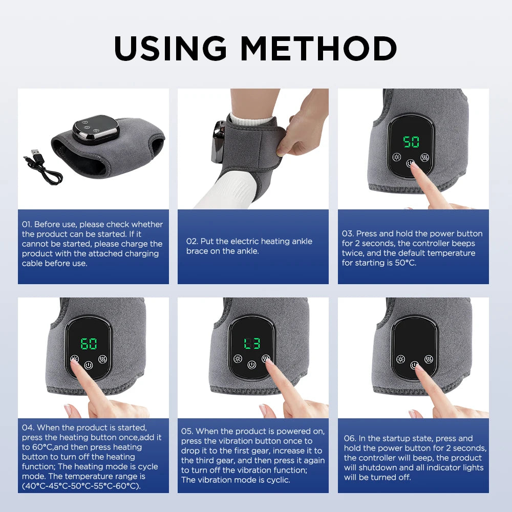 Electric Ankle Massager with Infrared Heat and Vibration Therapy - New Gadgets for Ankle Pain Relief - TrendBug