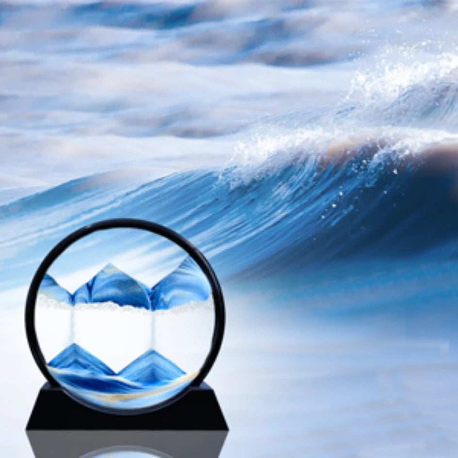 3D Moving Sand Art Picture Round Glass Deep Sea Sandscape Hourglass Quicksand Craft Flowing Sand Painting Office Home Decor Gift - TrendBug