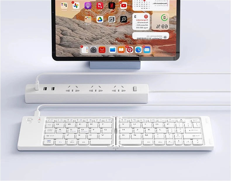 MINGCVIL Mini Foldable Wireless Keyboard - Slim Portable Bluetooth Rechargeable Keyboard for iOS, Windows, Android - TrendBug