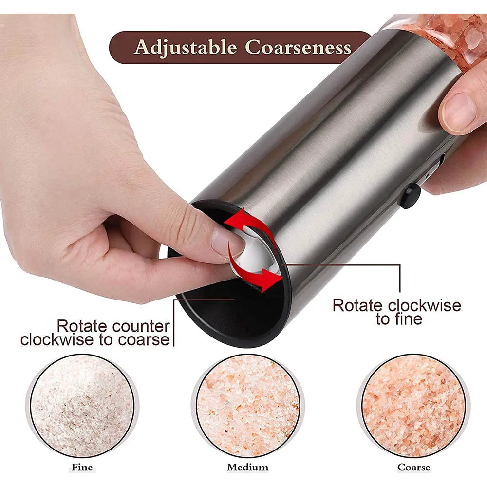 Electric Salt and Pepper Grinder Set USB Rechargeable Eletric Pepper Mill Shakers Automatic Spice Steel Machine Kitchen Tool - TrendBug