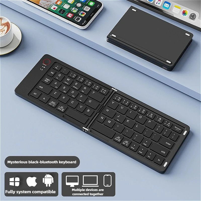 MINGCVIL Mini Foldable Wireless Keyboard - Slim Portable Bluetooth Rechargeable Keyboard for iOS, Windows, Android - TrendBug