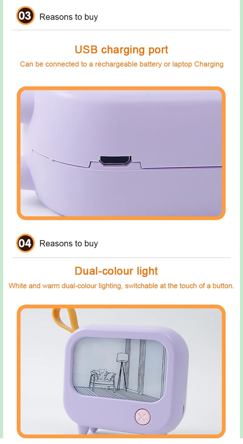 TV Painting Night Light Cute LED Table Lamp for Kids - Mini Desktop Home Decoration and Atmosphere Lighting Birthday Gift - TrendBug