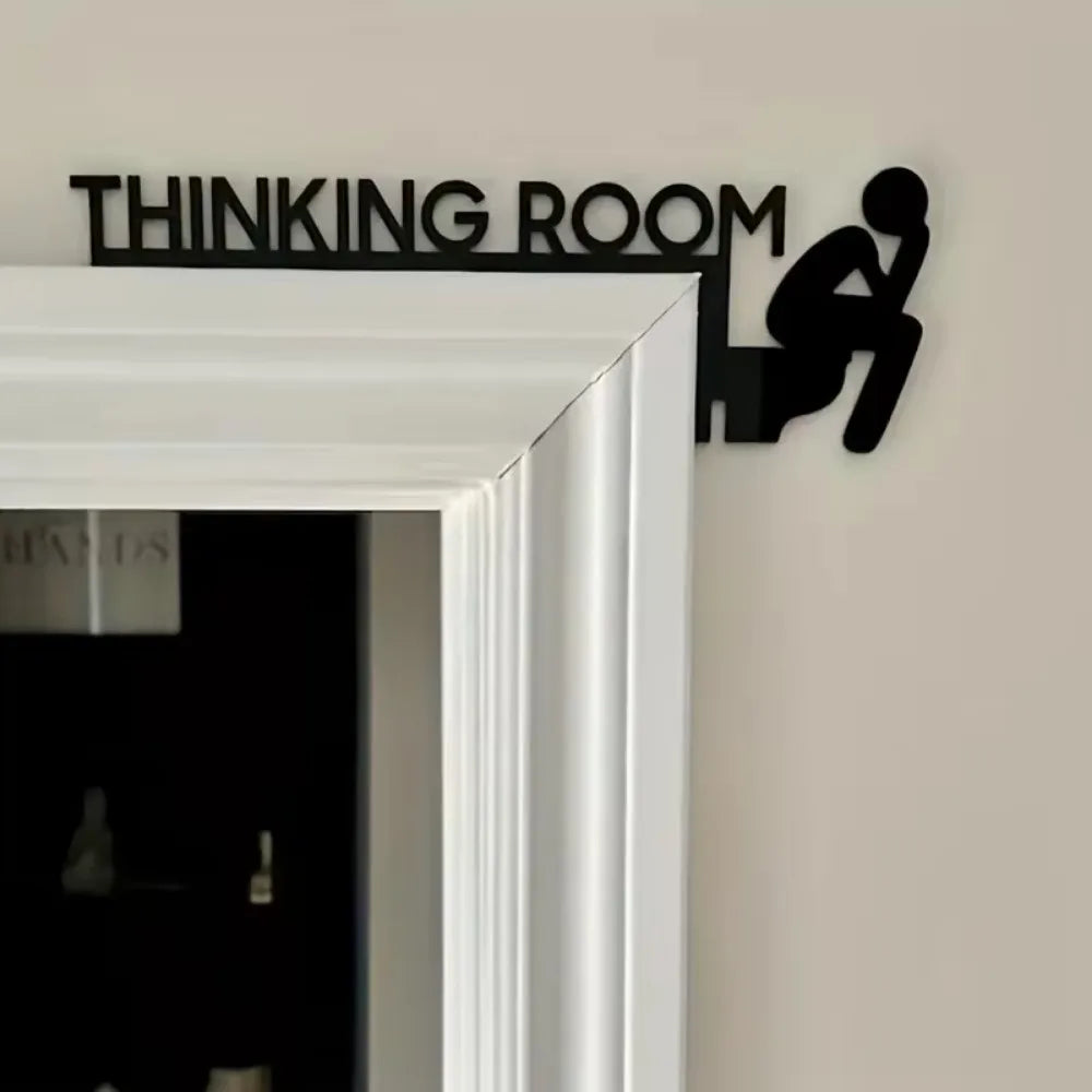 1pc Modern Metal Toilet Door Sign - Stylish Thinking Room Wall Sculpture - Home Decor Artwork - Decorative Door Frame Pendant