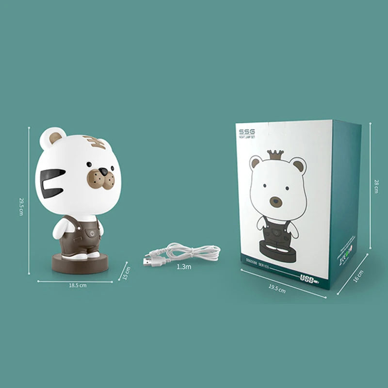 Cartoon Rabbit Night Lights Bedroom Bedside Study animal Desk Lamps tiger bear Children's kids baby Sleep Light LED Night Lamps - TrendBug