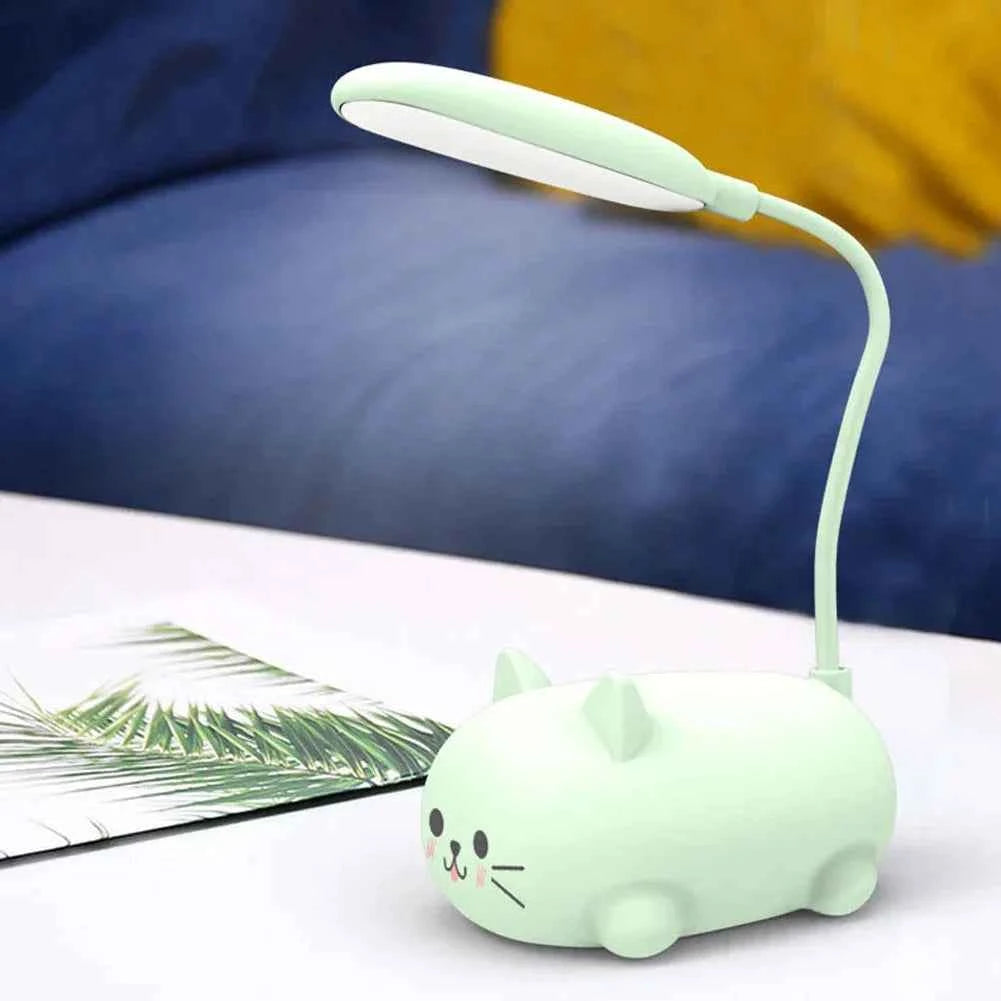 Cute Pet Kitty Mini Night Light USB Charging Folding LED Small Table Lamp Student Learning Eye Protection Book Lamps Bedside Decor
