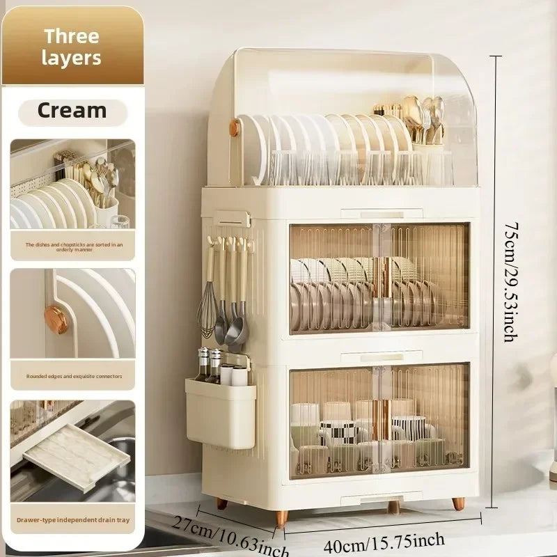 Kitchen Bowl Rack with Lid – Versatile Tableware Storage Box and Dish Drain Rack for Your Kitchen - TrendBug