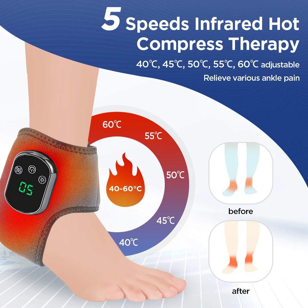 Electric Ankle Massager with Infrared Heat and Vibration Therapy - New Gadgets for Ankle Pain Relief - TrendBug