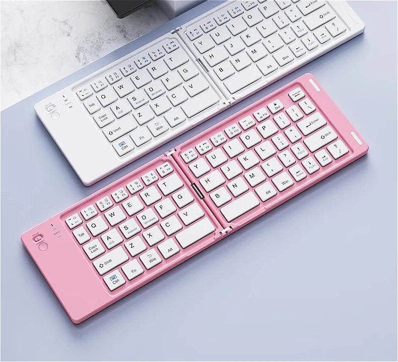 MINGCVIL Mini Foldable Wireless Keyboard - Slim Portable Bluetooth Rechargeable Keyboard for iOS, Windows, Android - TrendBug