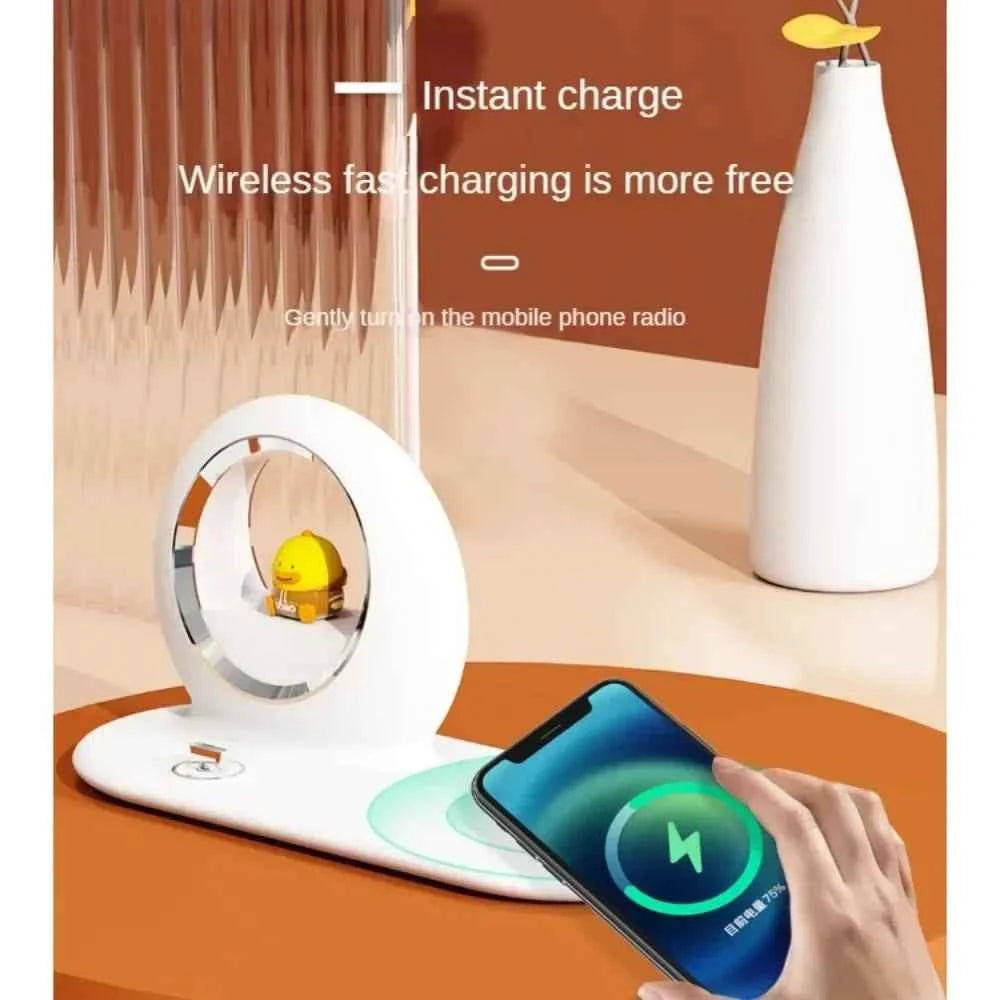 3-in-1 Wireless Charging Night Lights 15W Mobile Phone Earphone Fast with Bracket Function Charger Desk Lamps