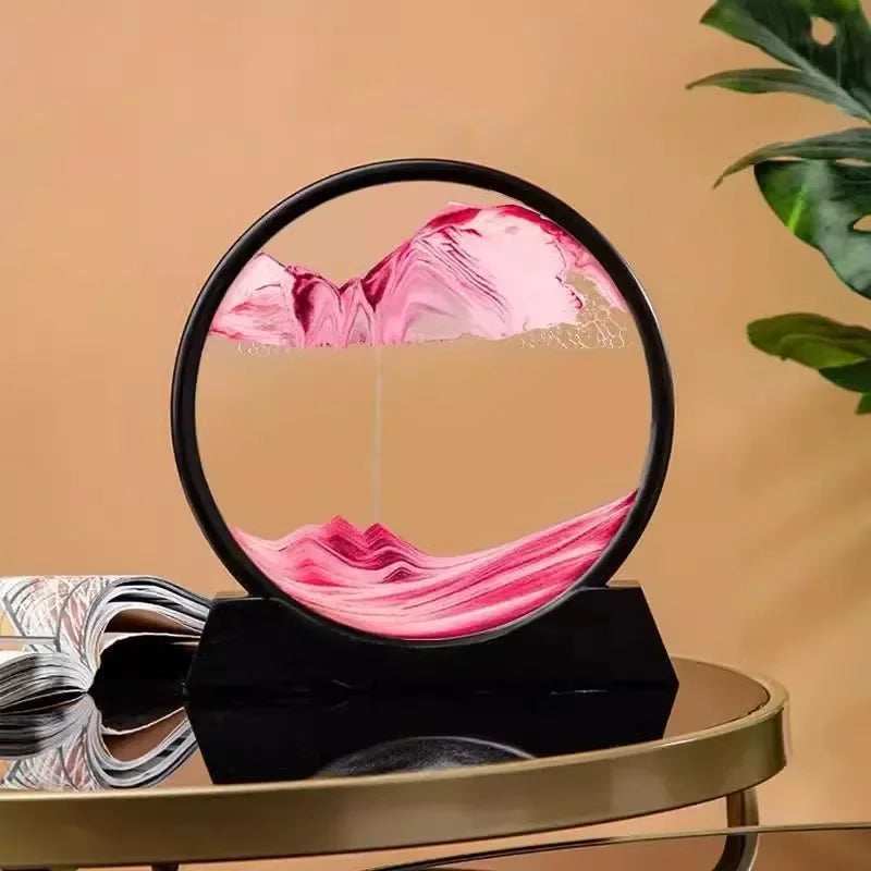 3D Moving Sand Art Picture Round Glass Deep Sea Sandscape Hourglass Quicksand Craft Flowing Sand Painting Office Home Decor Gift - TrendBug