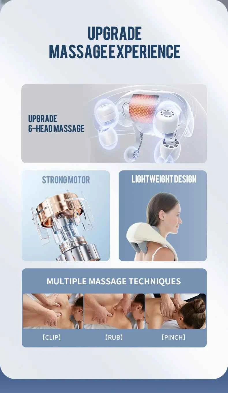 Wireless Neck And Back Massager Neck And Shoulder Kneading Massage Shawl Neck Cervical Relaxing Trapezius Massager