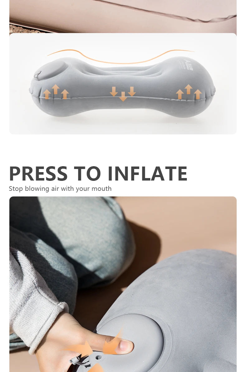 BISINNA Camping Inflatable Pillow Portable Ultralight Travel Hiking Air Sleeping Pillow for Neck and Lumbar Support - TrendBug
