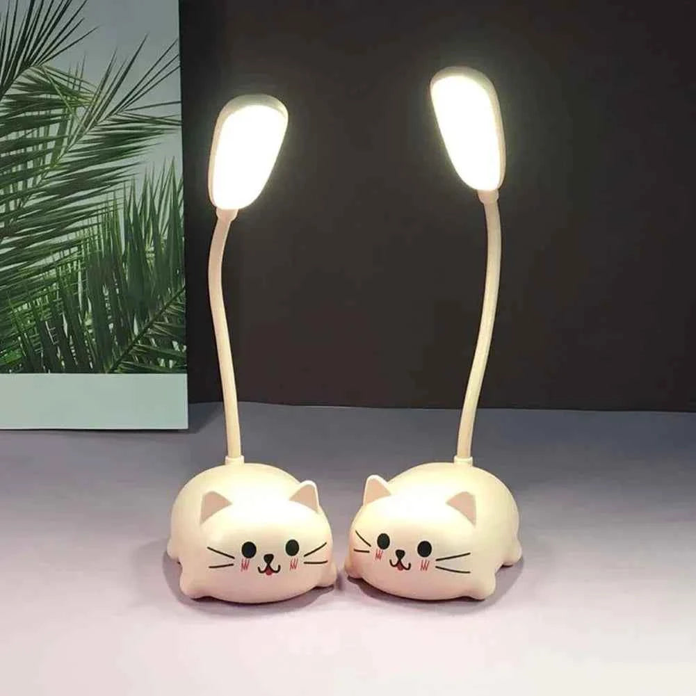 Cute Pet Kitty Mini Night Light USB Charging Folding LED Small Table Lamp Student Learning Eye Protection Book Lamps Bedside Decor