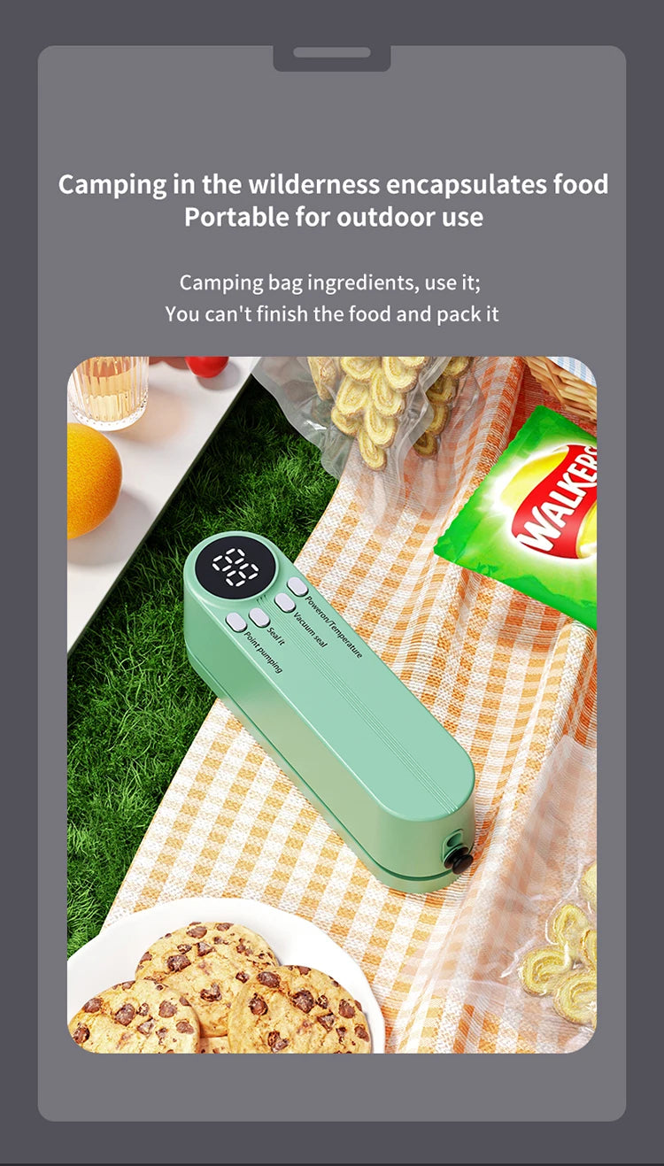 Mini Vacuum Sealer - USB Rechargeable Portable Wireless for Dry/Moist Food Preservation with Bags & Pump - TrendBug