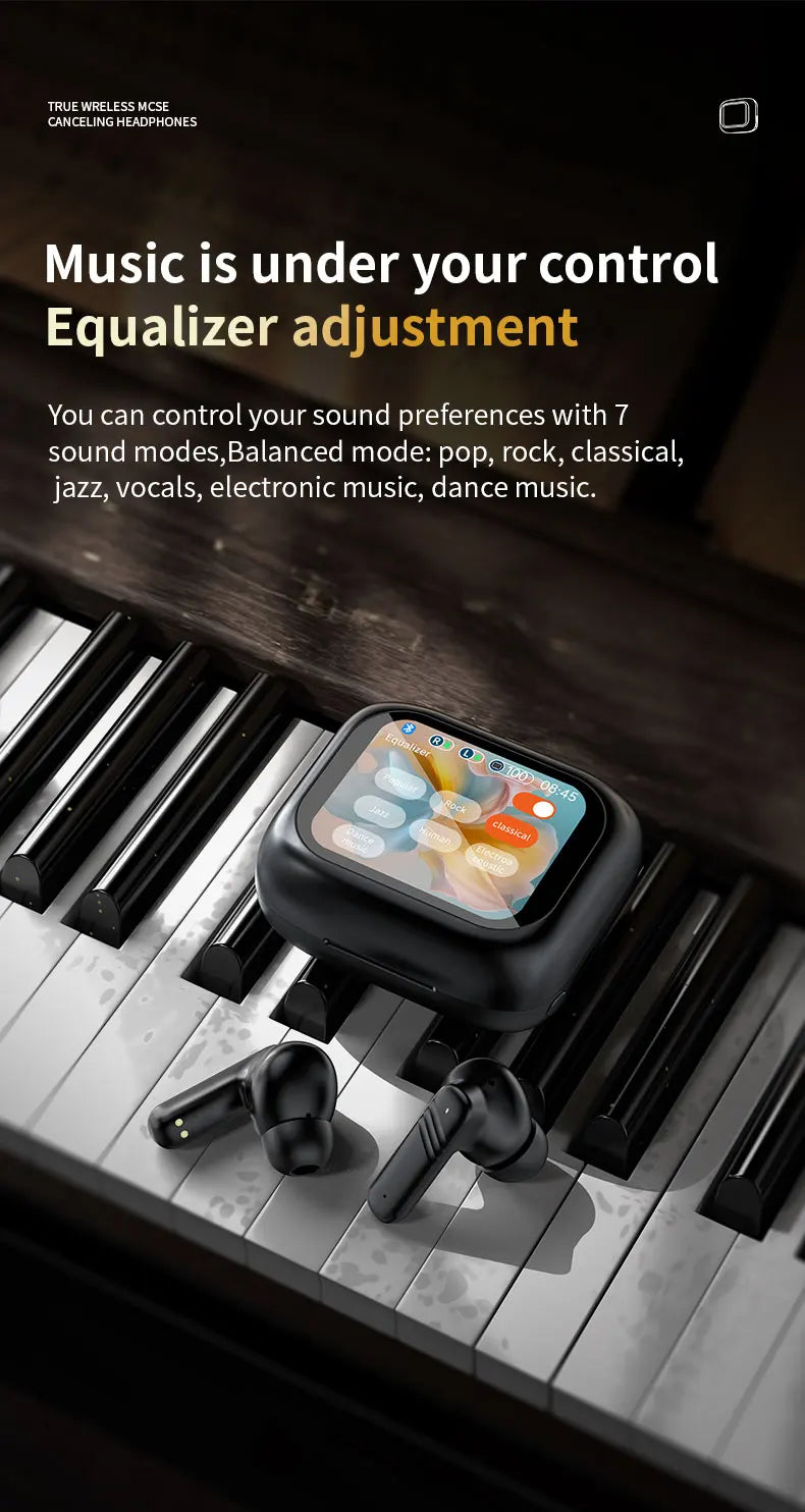 Wireless Earbuds ANC Noise Cancellation with Touch Screen In-Ear Design, Long Battery Life, ENC Mic, Compatible with iOS and Android - TrendBug