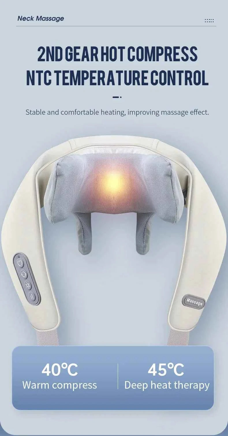 Wireless Neck And Back Massager Neck And Shoulder Kneading Massage Shawl Neck Cervical Relaxing Trapezius Massager
