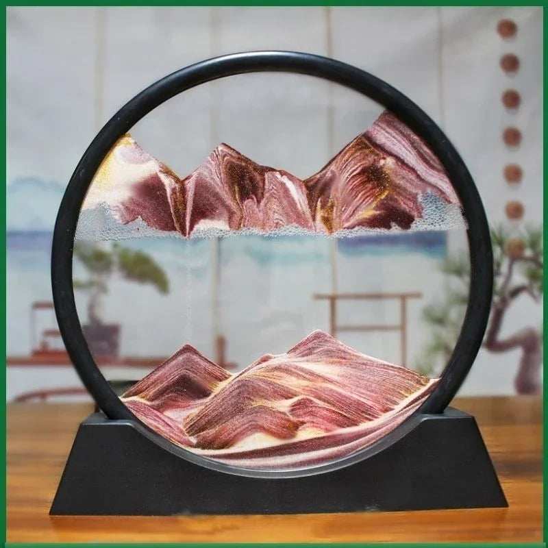 3D Moving Sand Art Picture Round Glass Deep Sea Sandscape Hourglass Quicksand Craft Flowing Sand Painting Office Home Decor Gift - TrendBug