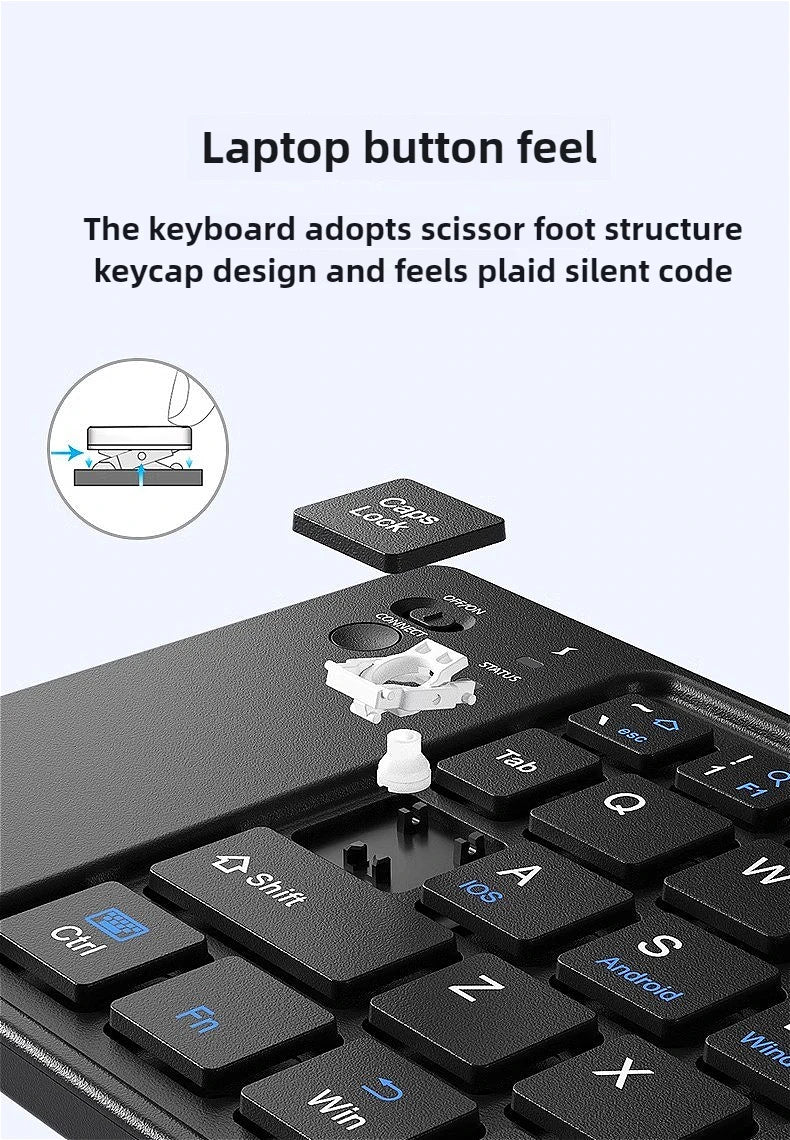 MINGCVIL Mini Foldable Wireless Keyboard - Slim Portable Bluetooth Rechargeable Keyboard for iOS, Windows, Android - TrendBug