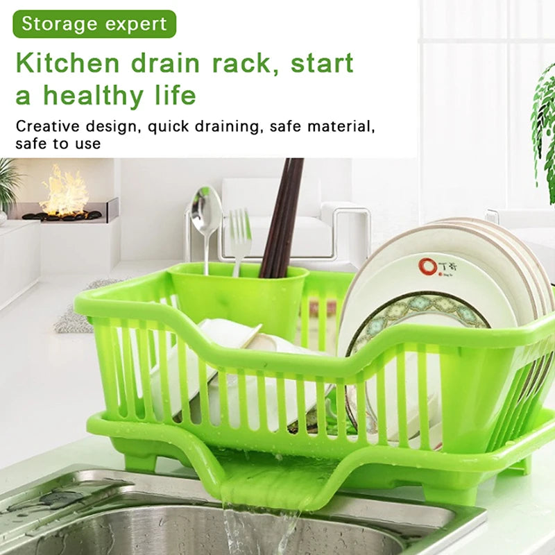 Kitchen Drainage Rack with Drainer Board for Countertop Utensils, Plates, Bowls, and Spoons Storage - TrendBug