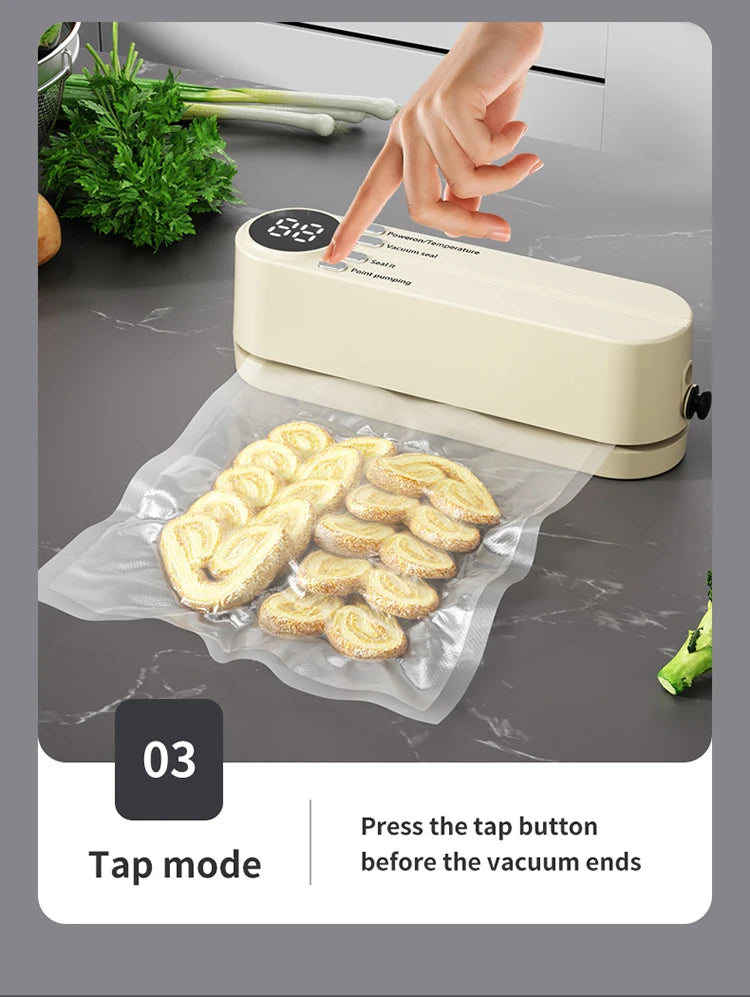 Mini Vacuum Sealer - USB Rechargeable Portable Wireless for Dry/Moist Food Preservation with Bags & Pump - TrendBug