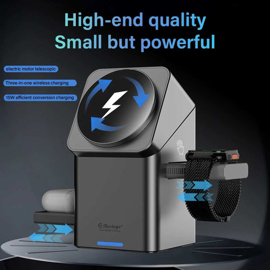 3-in-1 Foldable 15W Wireless Charger POP up Phone Stand for iPhone Watch AirPods-Magnetic Stand - TrendBug