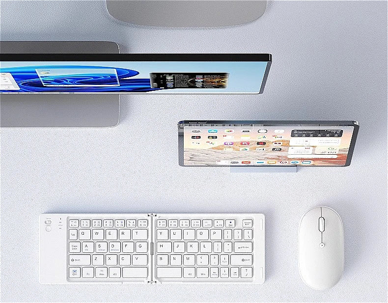 MINGCVIL Mini Foldable Wireless Keyboard - Slim Portable Bluetooth Rechargeable Keyboard for iOS, Windows, Android - TrendBug