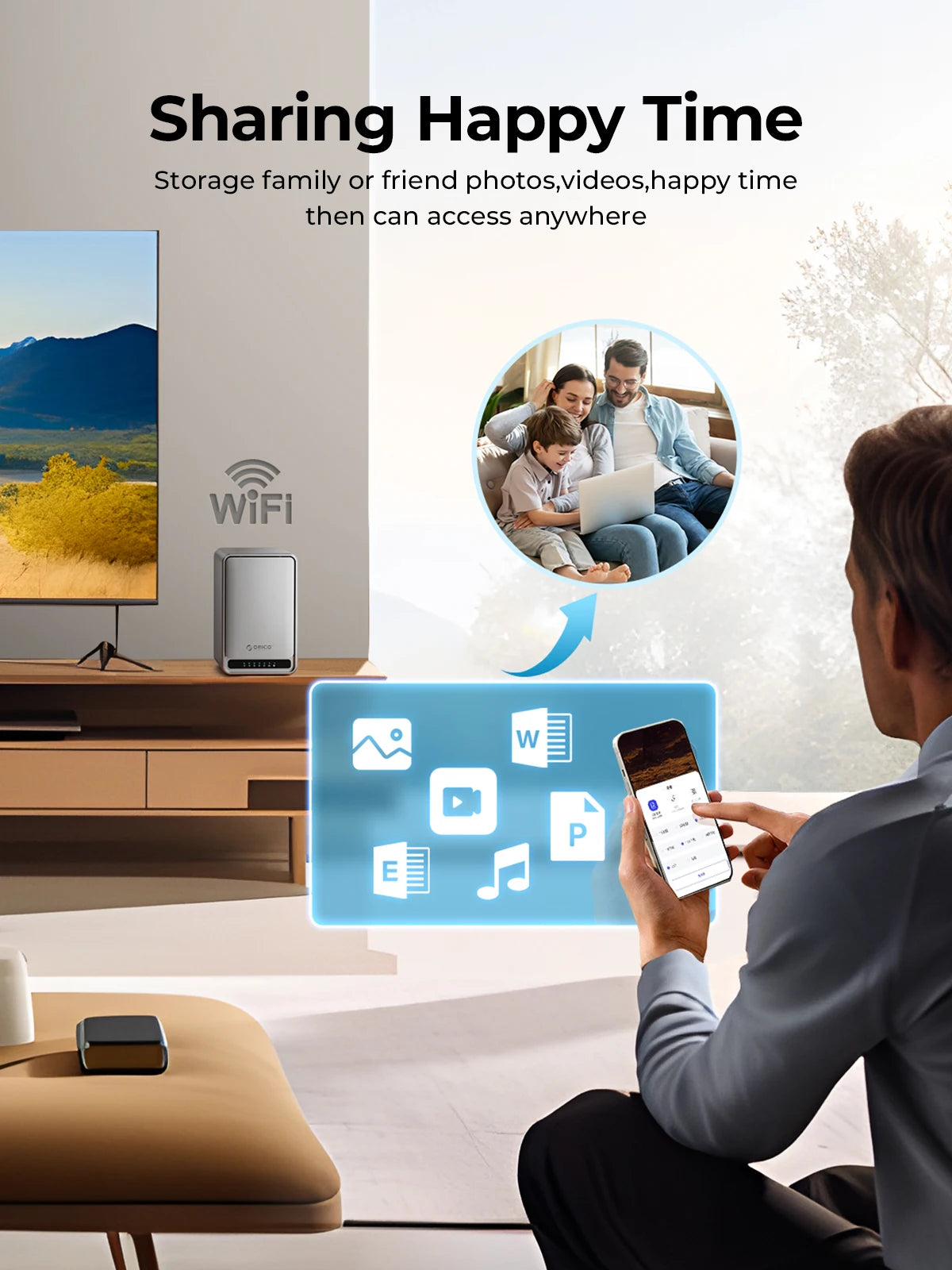 ORICO Personal Network Attached Storage Support Remote Access Share Data Intelligent Classification Automatic Backup 2/5-bay - TrendBug