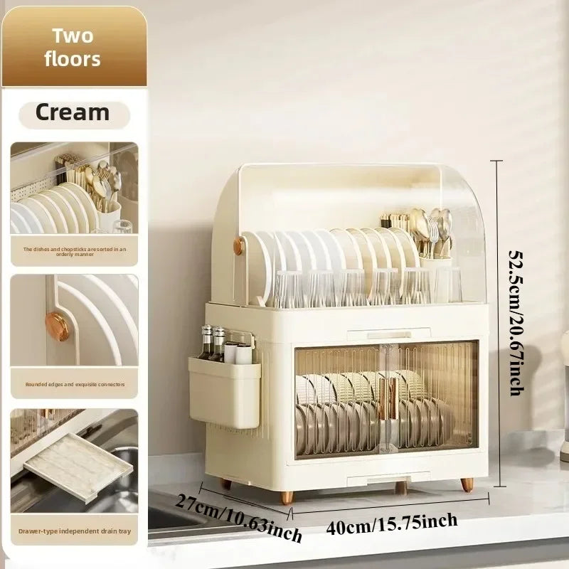 Kitchen Bowl Rack with Lid – Versatile Tableware Storage Box and Dish Drain Rack for Your Kitchen - TrendBug