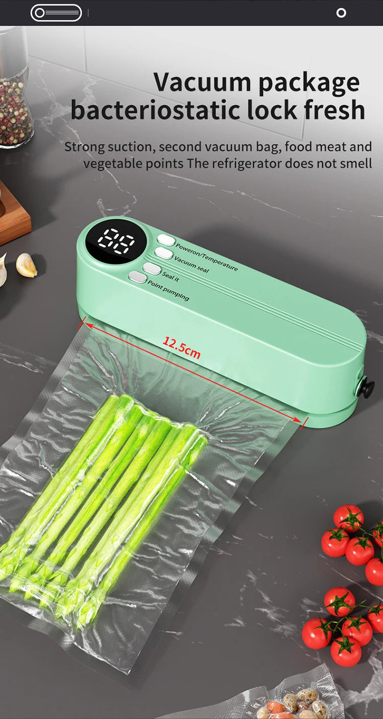 Mini Vacuum Sealer - USB Rechargeable Portable Wireless for Dry/Moist Food Preservation with Bags & Pump - TrendBug