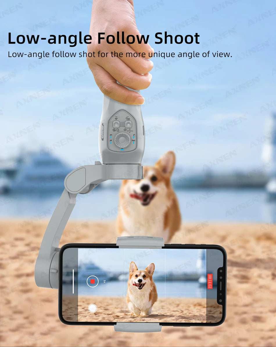 AXNEN HQ5 Handheld Stabilizer 3-Axis Foldable Mobile Shooting Gimbal Selfie Stick Gimble, Optional AI Face Following Module - TrendBug