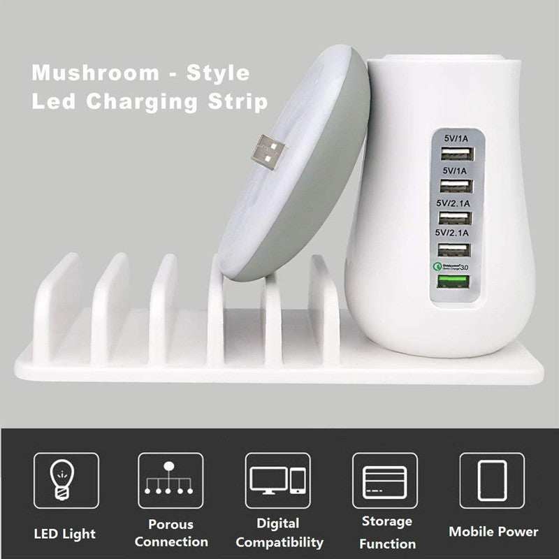 2 In 1 Multifunction Mushroom Lamp LED Lamp Holder USB Charger Home Office Supplies - TrendBug