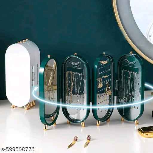 4-Layer Foldable Earring Organizer | Small Portable Jewelry Holder for Travel & Home | Anti-Tangle Storage for Studs, Dangles & Necklaces