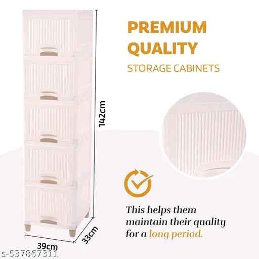 5 Tier Plastic Wardrobe for Clothes: Versatile Plastic Cupboard for Storage Organizer & Organisers Storage drawer ior |deal for Neat and Tidy Storage Solutions Almirah for Clothes