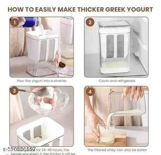 Greek Yogurt&Hung Curd- 1100mlFine Mesh Strainerwith Lid|Multifunctional YogurtFilter| Curd MakerforHome|Perfectfor Homemade Yogurt, Curd,Cheese Maker(Greek Yogurt Maker)
