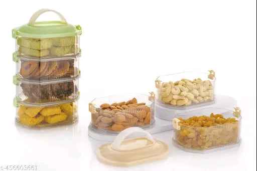 Leakproof Kitchen Storage Boxes Set of 4 – Green | Multipurpose Spice, Seasoning & Dry Food Containers for Nuts, Grains & Snacks – Reusable & Airtight Kitchen Organizers