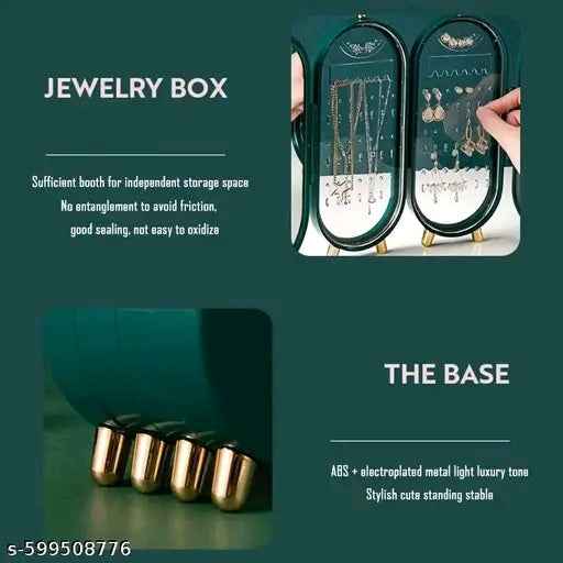 4-Layer Foldable Earring Organizer | Small Portable Jewelry Holder for Travel & Home | Anti-Tangle Storage for Studs, Dangles & Necklaces