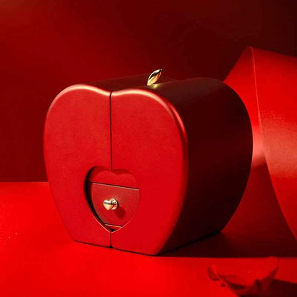 Fashion Jewelry Box Red Apple Necklace Eternal Rose For Girls  Mother's Day Valentine's Day Gifts With Artificial Flower Rose Flower Jewelry Box